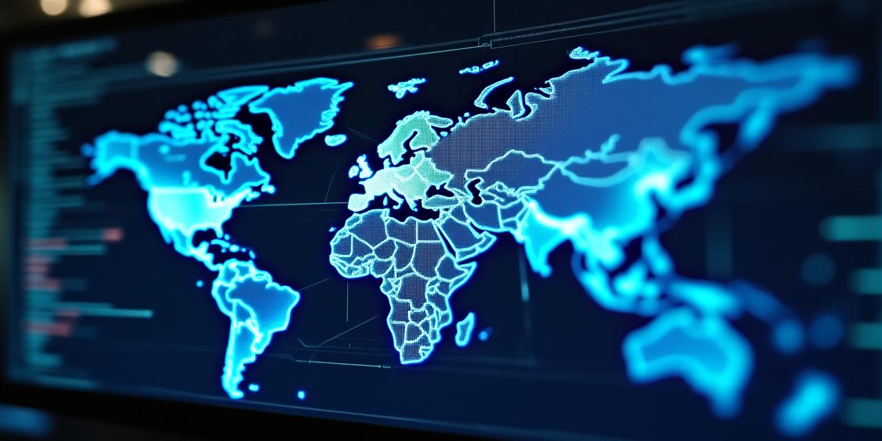 Futuristic logistics digital interface showing data streams over a global map